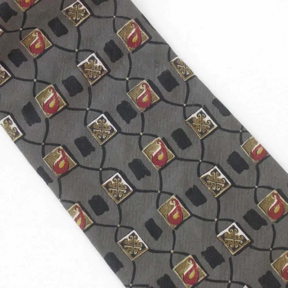 Robert Talbott Studio Mens Classic Silk Tie Grey Black Burgundy Gold Office